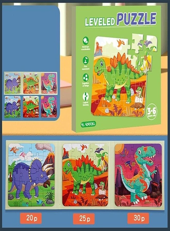 BLiSS HUES Dinosaur 3 in 1 Magnetic Jigsaw Puzzles for Kids- 20,25 and 30 Piece Puzzles Book for Toddlers-Travel Games, Preschool Educational Toys for 3-7 Year Old Boys and Girls - Image 2